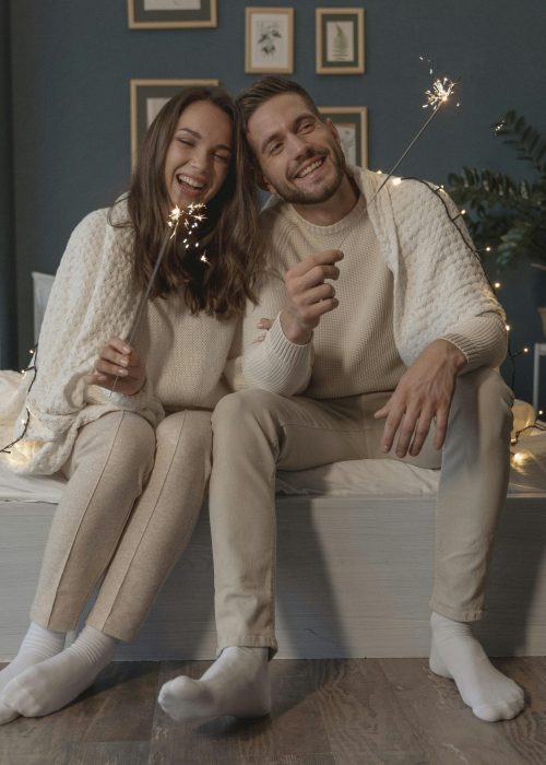 Man and Woman with Sparklers